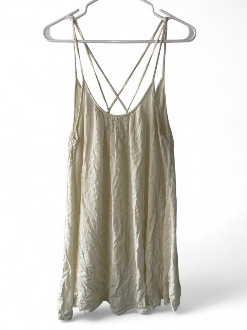 Roxy Cream Double-Strap Cami with Crisscross Back